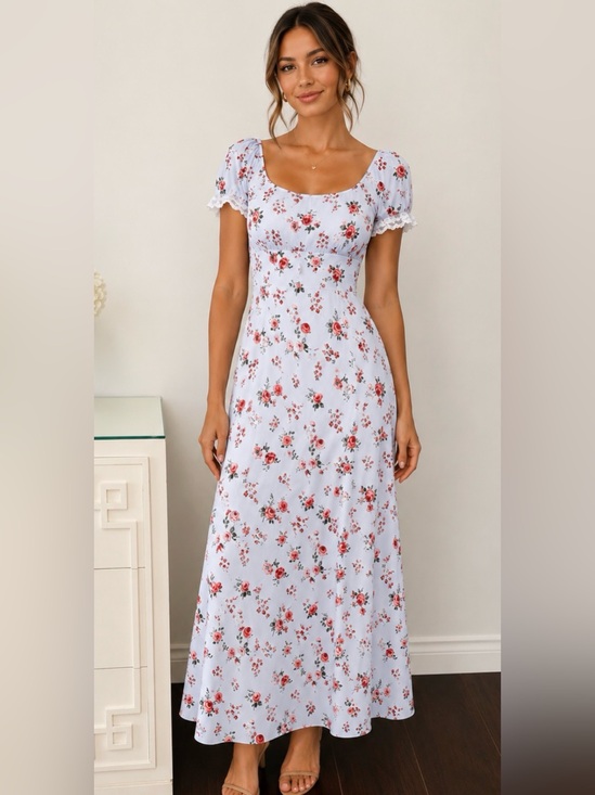 wild fable Dresses & Skirts - NWT Blue Maxi Dress with Red and Pink Floral Print